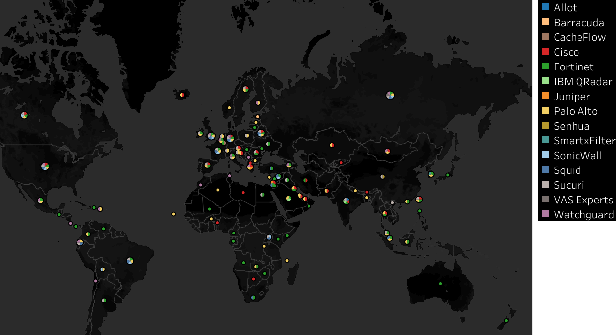 World Map of commercial filter deployments
