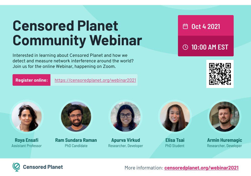 Censored Planet Webinar flyer